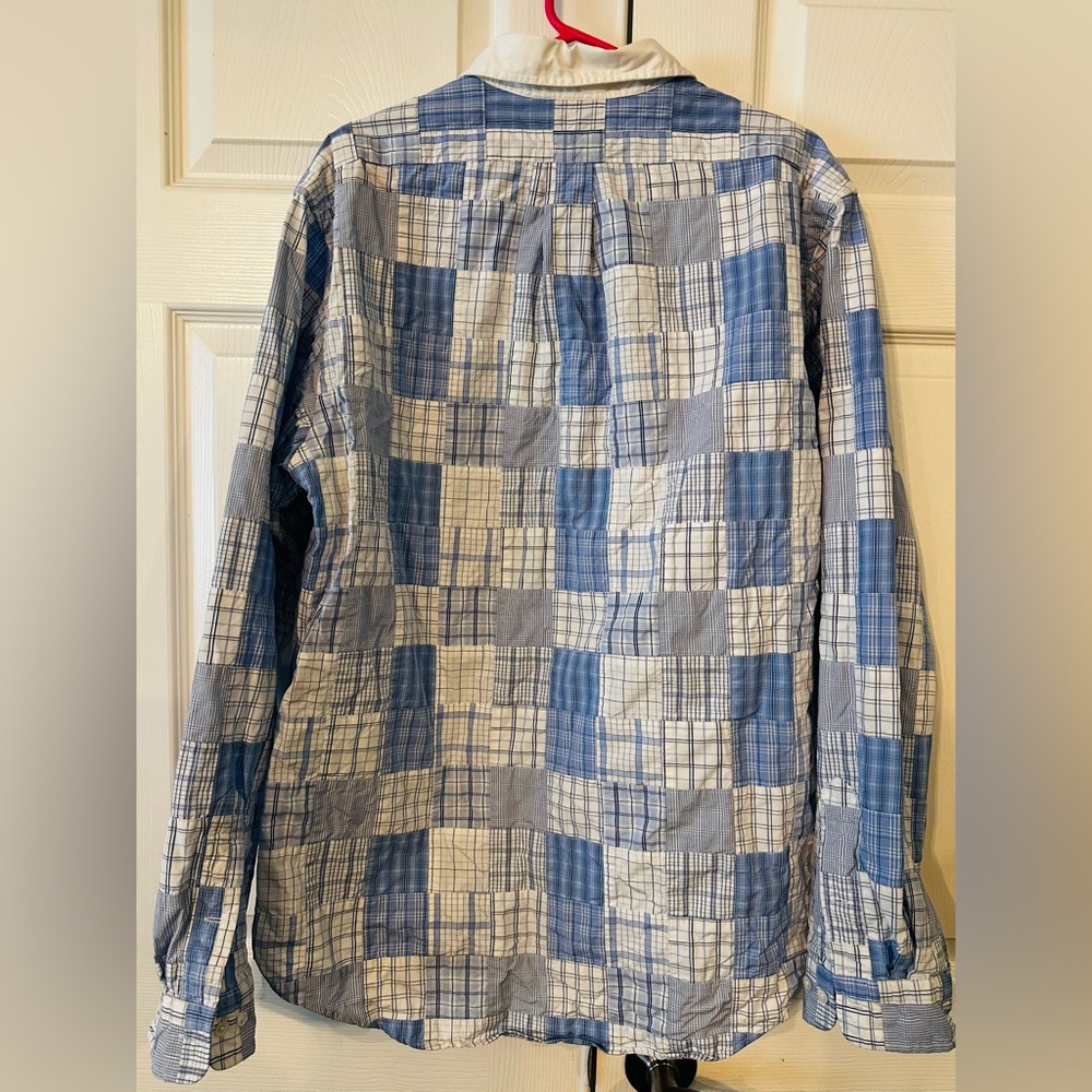 Ralph Lauren Men's Patchwork Shirt - Blue and White - Picture 2 of 5